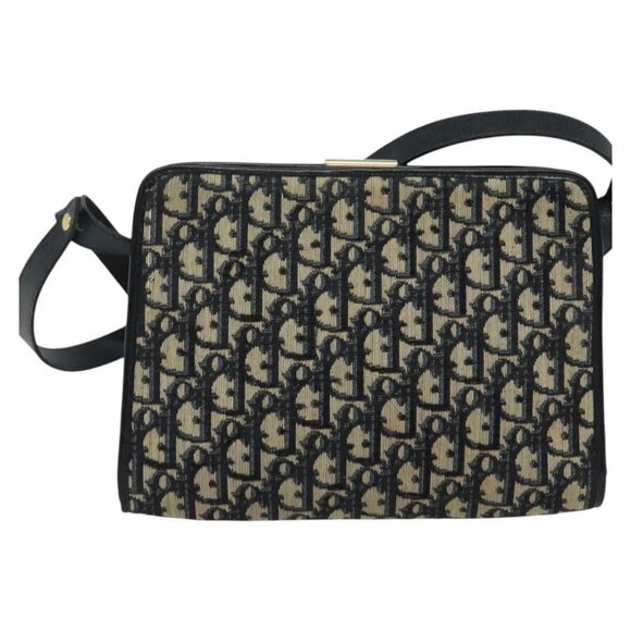 Christian Dior Trotter Canvas Shoulder Bag Navy Gold Auth ep10451 - Picture 3 of 16